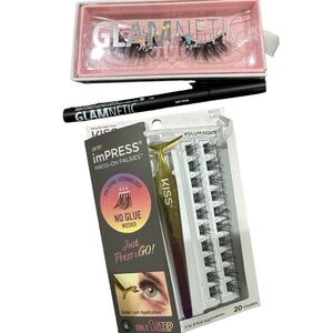 Glamnetic Women’s Magnetic Eyelashes + Kiss imPRESS Press-On Fake Lashes Volume
